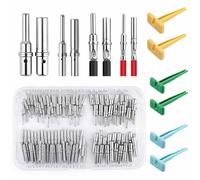JRready ST6446 Deutsch Solid Pin Kit, Barrel Style Contacts Size 16# 12# Male Female Terminal for DT,DTP,DTHD,HD Series Connector with Deutsch Pin Extractor Tool