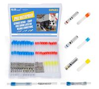 JRready ST6581 Heat Shrink Butt Splice Kit Wire Crimp Butt Connectors IP68 Waterproof MiniSeal 26-12AWG Blue Yellow Red Connector Tinned Copper M81824/1 PE Insulation Sleeves Marine Electrical 50Pairs