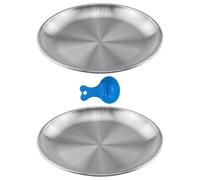 JRSHIRLEYLTD Pack of 2 Flat Stainless Steel Cat Bowls, 14 cm Wide, Surefeed Feeding & Drinking Bowl for Cats with Wide Whiskers, Drop-Proof, Easy to Clean