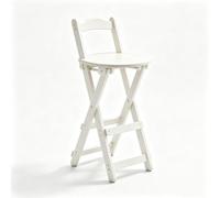 JRSIUNH Round Bamboo Folding Bar Stool, Folding Kitchen Stool | Premium Bamboo Frame, Suitable For Kitchen Island, Home Bar, Small Spaces, Camping(White,70 cm/27.6 in)