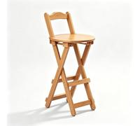 JRSIUNH Round Bamboo Folding Bar Stool, Folding Kitchen Stool | Premium Bamboo Frame, Suitable For Kitchen Island, Home Bar, Small Spaces, Camping(Yellow,85 cm/33.5 in)