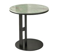 JRSIUNH Round Sintered Stone Tabletop, Metal Frame Side Table | H-Shaped Steel Frame, Suitable For Living Room, Bedroom, Beside Sofa, Beside Bed(Green+Black,45cm/17.7in)