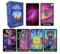 Jrskvaro Colourful Neon Tarot Card Deck with Instructions for Beginners - 78 Classic Cards with Meanings