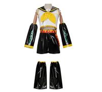 jrswai Anime Rin Cosplay Costume Len Sailor Uniform Patent leather Suit Halloween Outfits Full Set(S,Yellow)