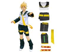 jrswai Cosplay Costume Anime Sailor Uniform Halloween Party Outfit Full Set, Len, XS