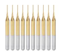Jrudjsnhhty 10PCS Titanium Coat Carbide End Mill Engraving Milling Cutter CNC Router Bits for PCB Machine, 1/8 Inch Shank 0.6Mm
