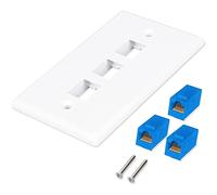 Jrudjsnhhty 1Pack 3-Port Ethernet Wall Plate, RJ45 Wall Plate with RJ45 Inline Coupler Insert,Cat6 Jack Wall Plate