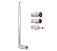 Jrudjsnhhty 1set Telescopic FM Radio Antenna Rod Antenna 3.5mm Adapter MAV Stereo Receiver F Type Male Plug 7 Sections Antenna