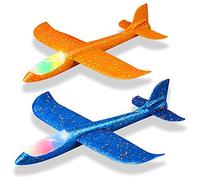 Jrudjsnhhty 2 Pack LED Light Airplane 48CM Large Throwing Foam Plane Outdoor Sport Backyard Birthday Party Kids Optimal Gifts