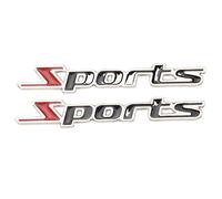 Jrudjsnhhty 2 Pcs Black Red Metal Sports Letters Car Badge Sticker Emblem Decor