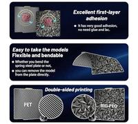 Jrudjsnhhty 3D Printer PEO PET Build Plate for Bambu-Lab X1/X1C/X1E/P1P/P1S/A1 3D Printer,PEO+Carbon Fiber PET Surface257x257mm