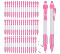 Jrudjsnhhty 50 Pcs Pink Ribbon Pens Bulk, Black Ink Retractable Ballpoint Pens for Office Supply Women Girls Gift Easy to Use