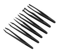 Jrudjsnhhty 6PCS Precision Tweezer Set Plastic Anti Static Tool Kit Size 1/2/3/5/6/8 Each one(Black)