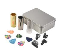 Jrudjsnhhty Guitar Slide Set Of 1 Glass Slide, 1 Steel Slide and 1 Brass Guitar Slide, 6 Pcs Guitar Picks and 4 Finger Picks