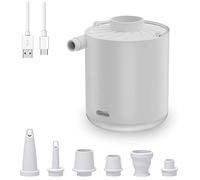 Jrudjsnhhty Mini Air Pump White Air Pump ABS Air Pump Portable Camping Light Tiny Inflator/Deflator Pump with Battery USB Rechargeable for Pool Floats Air Bed