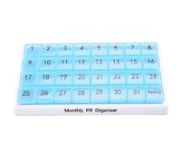 Jrudjsnhhty Monthly Pill Organizer 31 Compartments, 1 Per Day, 4 Week Full Month 31 Day Pill Organizer,Blue
