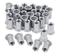 Jrudjsnhhty Nut 100Pcs 1/4In-20UNC Stainless Steel 304 Finish Flat Head Rivnut Threaded Insert Nut Knurled Body Vertical Rivets Nut Replacement Accessories