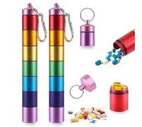 Jrudjsnhhty Pill Organizer-Weekly Pill Box-Metal Pill Box 7 Day Waterproof-Travel Pill Case - Stackable Pill Container 2 Pack