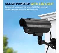 Jrudjsnhhty Simulation Solar Camera Outdoor Surveillance Simulation Fake Camera Dummy Cam with LED Light Black
