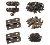 Jrudjsnhhty Small Box Hinges Bronze Antique Right Latch Hook Hasp with Hinges and Screws for Wood Jewelry Box Gift Catch Lock Hook