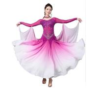 JRUIA Ballroom Competition Dance Dresses Professional Waltz Tango Dancing Outfit Women's Flamenco Foxtrot Costume,Purple,3XL