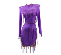 JRUIA Beaded Latin Dance Competition Dresses for Women Professional Cha Cha Tango Costume Ballroom Performance Dancewear,A,L