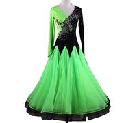 JRUIA Embroidered Flamenco Performance Modern Dance Suit Ballroom Dance Competition Dresses Waltz Salsa Performance Costume,Green,XL