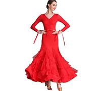JRUIA Flamenco Dancing Outfit Performance Women's Ballroom Dance Dresses Tango Foxtrot Practice Costume Pleated Swing Skirt,A,XXL