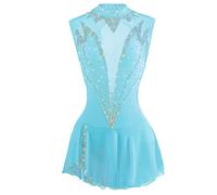 JRUIA Ice Figure Skating Costumes Women's Dance Rhythmic Gymnastics Leotards Girls Sleeveless Performance Competition Dress