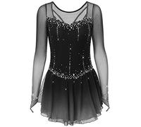JRUIA Ladies Professional Figure Skating Competition Dresses Roller Ice Skating Skirt Girls Gradient Gymnastics Activewear,A,7/10