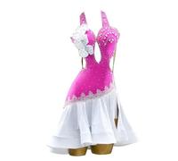 JRUIA Latin Dance Competition Dresses for Women Professional Cha Cha Tango Costume Ballroom Dancewear Fishbone Skirt,J,S