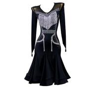 JRUIA Latin Dance Competition Dresses Women's Cha Cha Tango Costume Waltz Ballroom Performance Clothes Fishbone Skirt,B,L