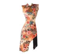 JRUIA Latin Dance Dresses for Women Cha Cha Practice Skirt Ballroom Performance Dance Dress Foxtrot Waltz Training Outfit,A,XL