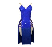 JRUIA Latin Dance Dresses for Women V Neck Tango Cha Cha Performance Slit Skirt Professional Ballroom Dancewear Salsa Outfit,A,XL