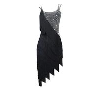 JRUIA Latin Dance Dresses Women's Salsa Performance Dancing Clothes Tango Cha Cha Dancewear Asymmetric Hem Costumes,C,L