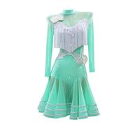 JRUIA Latin Dance Performance Dresses Women's Salsa Leotard Dancing Clothes Strapless Cha Cha Costume Fishbone Skirt,A,M