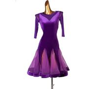 JRUIA Latin Training Dress Cha Cha Dance Dresses for Women Modern Practice Costumes Skirt Ballroom Dance Performance Dress,purple,XXL