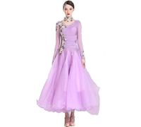 JRUIA National Standard Competition Dress with Rhinestones Embroidery Women's Waltz Ballroom Dancewear Foxtrot Tango Costume,A,M