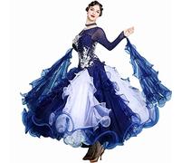 JRUIA National Standard Dance Dresses Professional Ballroom Competition Dancewear for Women Tango Waltz Performance Costume,C,XL
