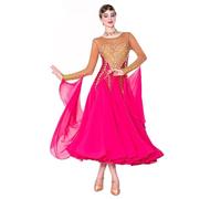 JRUIA Professional Ballroom Dancing Dresses Round Neck Modern Dance Performance Costume Waltz Tango Competition Skirts,A,XL