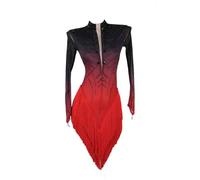 JRUIA Professional Competition Latin Dance Dresses Ballroom Dancewear for Women Cha Cha Dancing Clothing Tango Outfit,Red,XXL