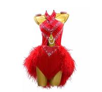 JRUIA Professional Latin Dance Competition Dresses Salsa Tango Dancewear for Women Ballroom Rhinestone Dancing Outfit,A,S