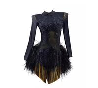 JRUIA Professional Latin Dance Dress for Women High-End Cha Cha Tango Suit Ballroom Competition Costume Salsa Shiny Dancewear,A,M