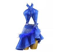 JRUIA Professional Latin Dance Dresses for Women Tango Costume Ballroom Competition Dancewear Irregular Fishbone Skirt,D,L