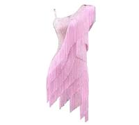 JRUIA Professional Latin Dance Dresses with Layered Tassels Women's Ballroom Performance Costume Salsa Cha Cha Dancewear,B,S