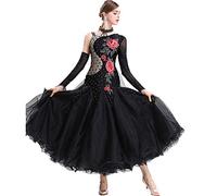 JRUIA Professional National Standard Ballroom Dance Competition Dresses Women's Waltz Performance Costume Modern Foxtrot Clothing,Black,3XL