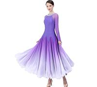 JRUIA Professional National Standard Competition Costume Gradient Waltz Ballroom Performance Maxi Dance Dresses Party Skirt,purple,3XL
