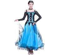 JRUIA Professional Standard Ballroom Competition Dance Dresses for Women Tango Waltz Performance Costume Big Swing Skirt,SkyBlue,L