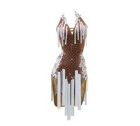 JRUIA Shiny Latin Dance Competition Dresses Women's Professional Salsa Tango Skirt Dancing Clothes for Rumba Cha Cha,A,XL