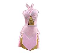 JRUIA Tassel Latin Dance Competition Dresses Tango Cha Cha Performance Skirt Women's Dancing Clothes for Rumba Salsa,A,L